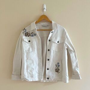 White embroidered jean jacket